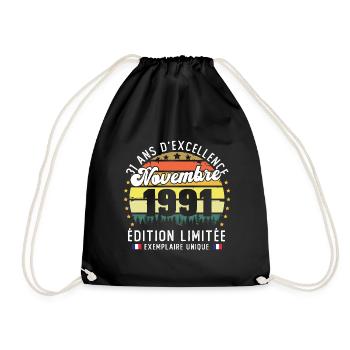 31 Ans Anniversaire Vintage Né en Novembre 1991 - Sac de sport léger - noir - Devant
