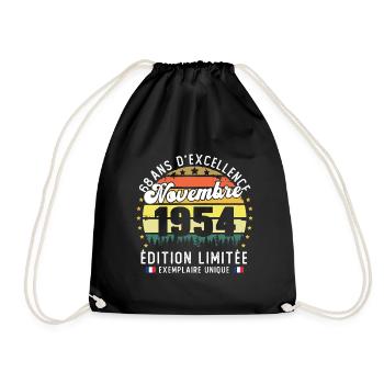 68 Ans Anniversaire Vintage Né en Novembre 1954 - Sac de sport léger - noir - Devant