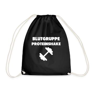 Blutgruppe Proteinshake - Turnbeutel - Schwarz - Vorne