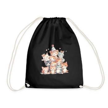 happy cats, - Turnbeutel - Schwarz - Vorne