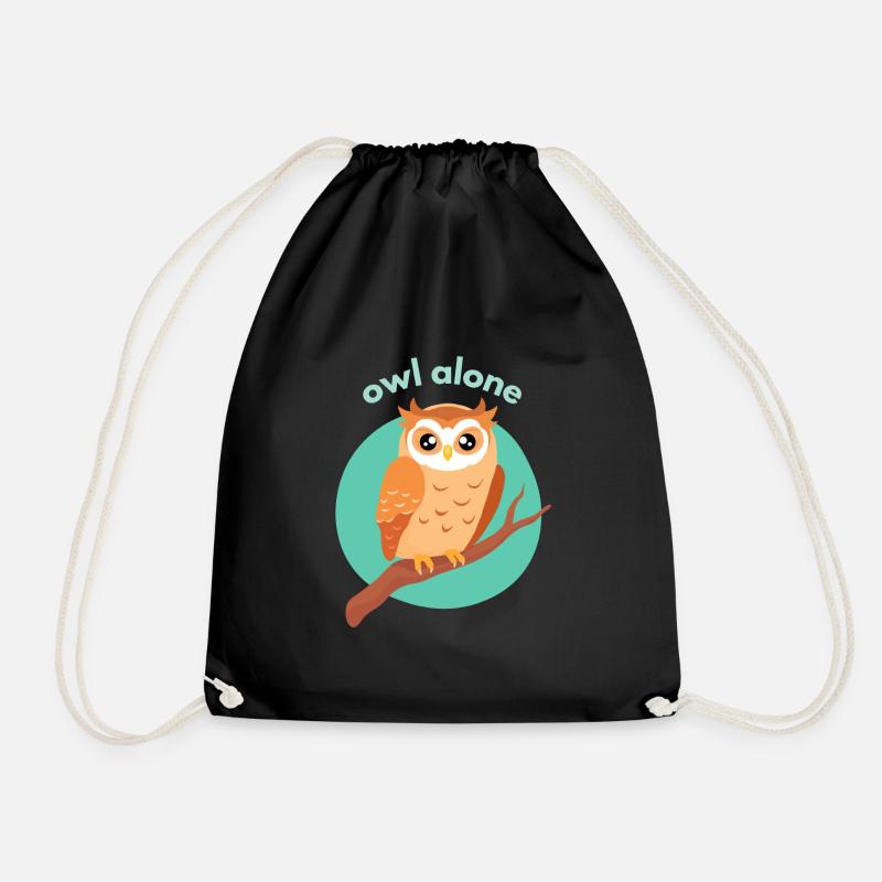 Owl alone - Drawstring Bag - black
