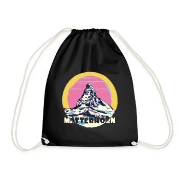 Matterhorn Zermatt Berg Souvenir Geschenk Andenken - Turnbeutel - Schwarz - Vorne