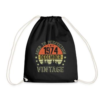Retro Geburtstagsgeschenk - Geboren im Dezember 1974 - Turnbeutel - Schwarz - Vorne