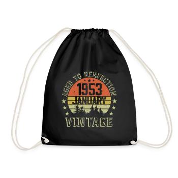Born In January Birthday Gift January 1953 - Drawstring Bag - black - Front