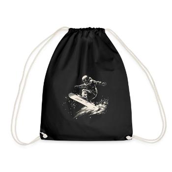 Snowboarder Snowboarding Sprung Schnee - Turnbeutel - Schwarz - Vorne