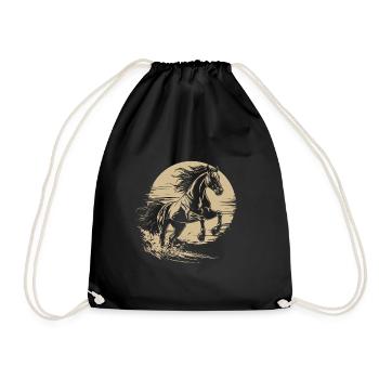 Galloping Horse Silhouette Vintage - Drawstring Bag - black - Front