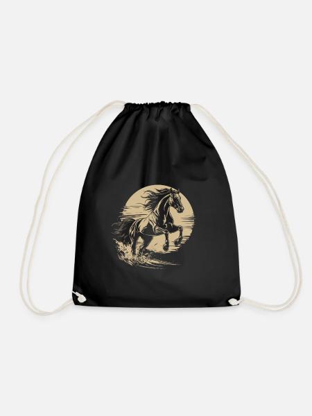 Gallopierendes Pferd Silhouette Vintage - Turnbeutel - Schwarz