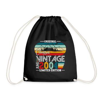 Original June Vintage 2004 19th Birthday Men - Drawstring Bag - black - Front