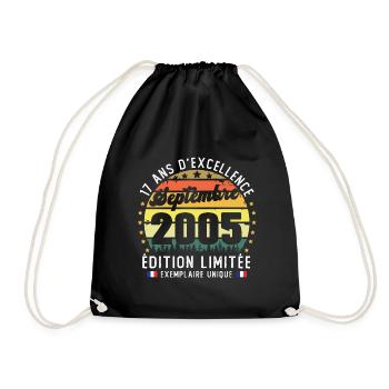 17 Ans Anniversaire Vintage Né en Septembre 2005 - Sac de sport léger - noir - Devant