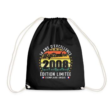14 Ans Anniversaire Vintage Né en Septembre 2008 - Sac de sport léger - noir - Devant