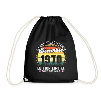 52 Ans Anniversaire Vintage Né en Décembre 1970 - Sac de sport léger - noir - Devant