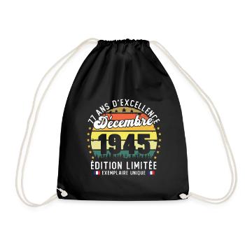 77 Ans Anniversaire Vintage Né en Décembre 1945 - Sac de sport léger - noir - Devant