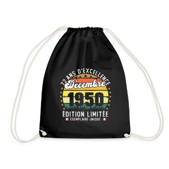 72 Ans Anniversaire Vintage Né en Décembre 1950 - Sac de sport léger - noir - Devant