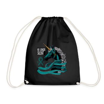 No Longer Silent, Unicorn, Sexual Assault Awarenes - Drawstring Bag - black - Front