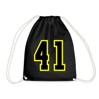 41 Zahl Trikot - Turnbeutel - Schwarz - Vorne