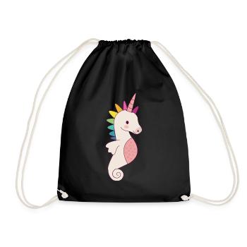 Licorne hippocampe doux cadeau - Sac de sport léger - noir - Devant