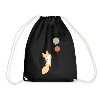 Fox balloon foxes balloon child children sweet - Drawstring Bag - black - Front