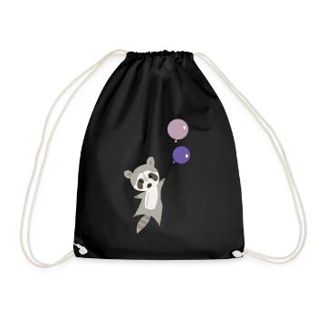 Raton laveur ballon volant doux drôle cadeau enfants - Sac de sport léger - noir - Devant
