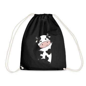 Vache veau bébé vaches taches de vache doux animaux pour enfant - Sac de sport léger - noir - Devant