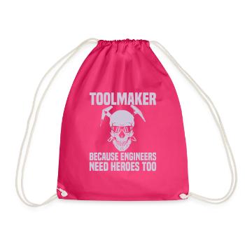 Cnc Milling Machine Cutting Mechanic - Drawstring Bag - fuchsia - Front