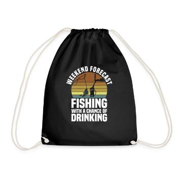 Fish Hook Fish Funny Fishing - Drawstring Bag - black - Front