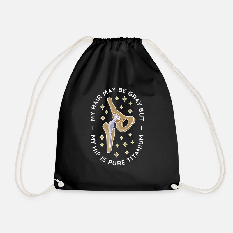 Hip surgery Replacement surgical joint - Drawstring Bag - black