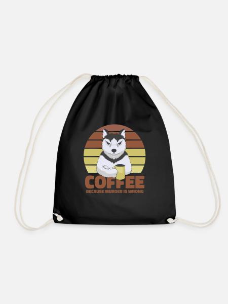 Kaffee Hund Husky - Turnbeutel - Schwarz