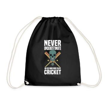 Cricket Player Sport Cricket Bat - Drawstring Bag - black - Front