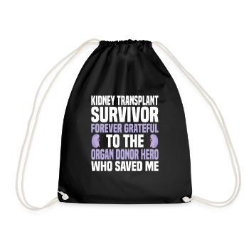 Kidney transplant Organ donor - Drawstring Bag - black - Front