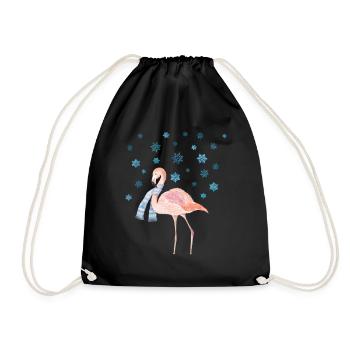 Flamingo in the snow - Drawstring Bag - black - Front