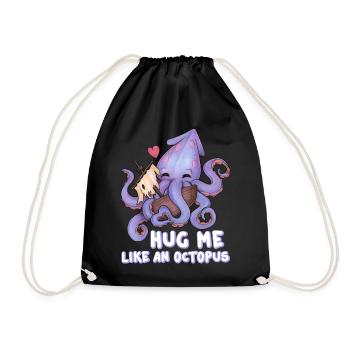 Hug me like an Octopus Lustiger Knuddel Krake Herz - Turnbeutel - Schwarz - Vorne