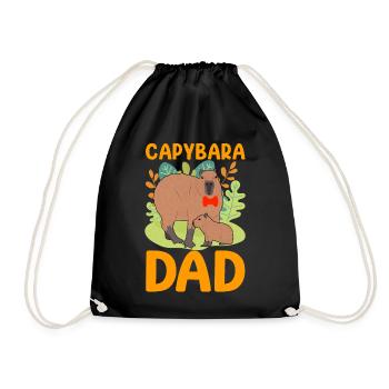 Wasserschwein Papa Capy - Turnbeutel - Schwarz - Vorne