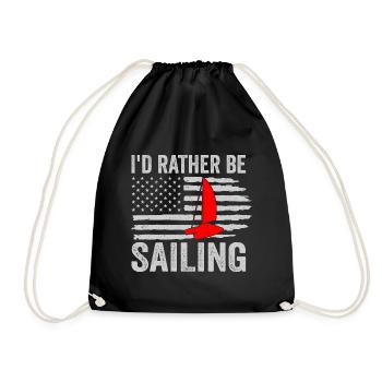 Catamaran captain I would rather sail catamaran - Drawstring Bag - black - Front