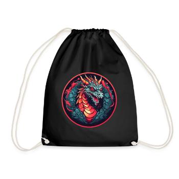 Feuerdrache Drachenportrait für Drachenfans Drache - Turnbeutel - Schwarz - Vorne