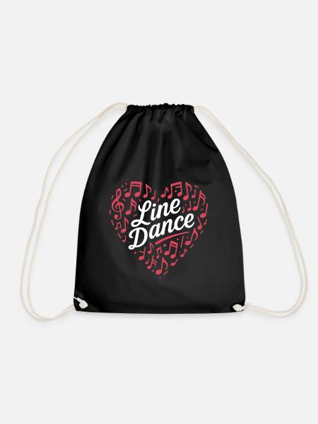Linedance - Tanz mit Herz - Musik Geschenk - Turnbeutel - Schwarz