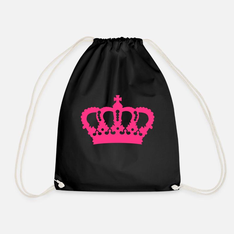 Crown King Queen Prinz Princess Royal pink - Drawstring Bag - black