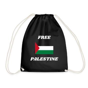 Free Palestine Palestinian Flag - Drawstring Bag - black - Front