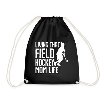 Retro Hockey - Feldhockey Mama - Turnbeutel - Schwarz - Vorne