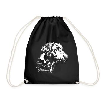 CURLY COATED RETRIEVER Hunde Portrait Wilsigns - Turnbeutel - Schwarz - Vorne