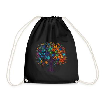 Butterfly Tree Colorful Butterflies Flies - Drawstring Bag - black - Front