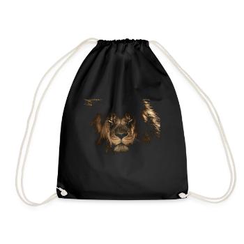 Lion deep black parts, for darkblack textiles - Drawstring Bag - black - Front