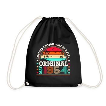 Original Mai 1954 68. Geburtstag Geschenk Herren - Turnbeutel - Schwarz - Vorne