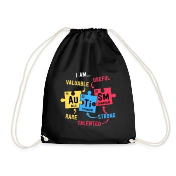 Autism Awareness Shirts Men Boys Periodic Table - Drawstring Bag - black - Front