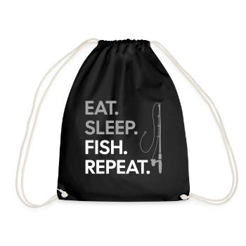 Angeln Lustiger Spruch Angler Fische Geschenk - Turnbeutel - Schwarz - Vorne