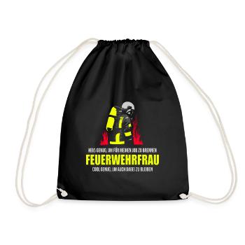 FEUERWEHRFRAU HEIß & COOL FEUERWEHR GESCHENK - Turnbeutel - Schwarz - Vorne