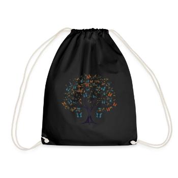 Papillon Arbre Papillons colorés Mouches - Sac de sport léger - noir - Devant