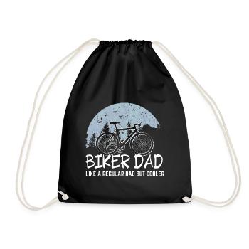 Biker Dad Cooler Bicycle Mountain Bike Dad Father - Drawstring Bag - black - Front