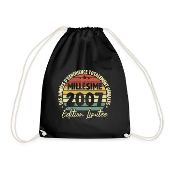 Cadeau D'anniversaire Millésime Fabriqué en 2007 - Sac de sport léger - noir - Devant