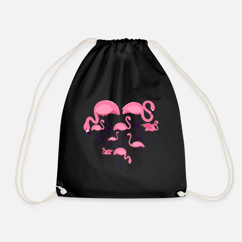 Herz Flamingo - Turnbeutel - Schwarz