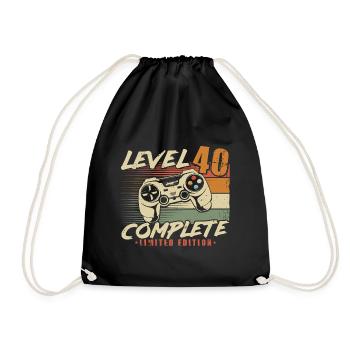 40th Birthday Level 40 Complete 40 Years - Drawstring Bag - black - Front